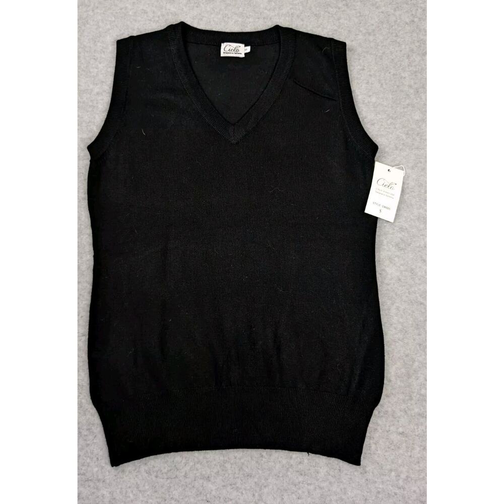 Cielo Jeans USA Womens Top Black SMALL Career Tank Basic Shell Minimalist V-Neck